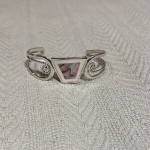 Silver and Iridescent Triangle Cuff Bracelet